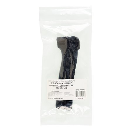 SOUTH MAIN HARDWARE 5-in  Hook and Loop -lb, Black, 10 Speciality Tie 222155